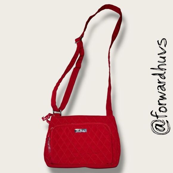 Vera Bradley Go Wild Crossbody Bag – Red Floral Quilted Cotton - Picture 1 of 9